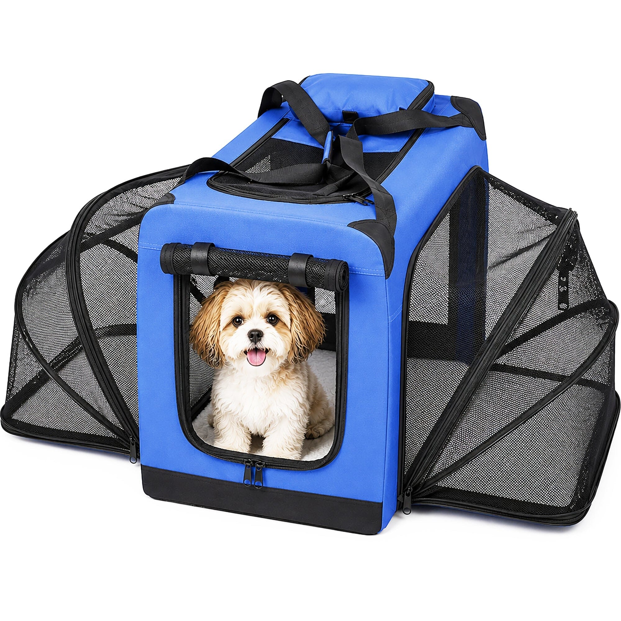 Pet Life ®  'Hounda Accordion' Metal Framed Soft-Folding Collapsible Dual-Sided Expandable Pet Dog Crate