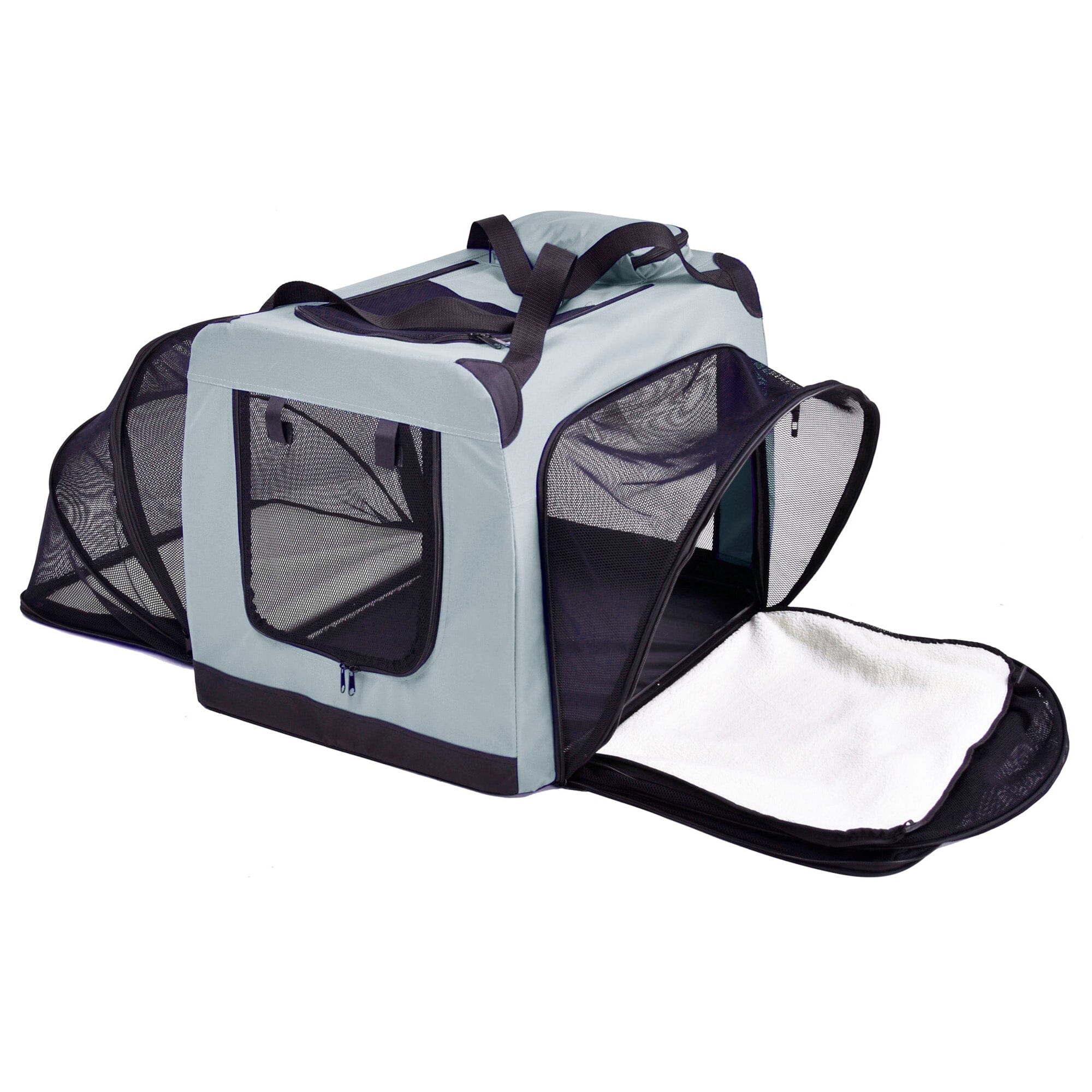 Pet Life ®  'Hounda Accordion' Metal Framed Soft-Folding Collapsible Dual-Sided Expandable Pet Dog Crate
