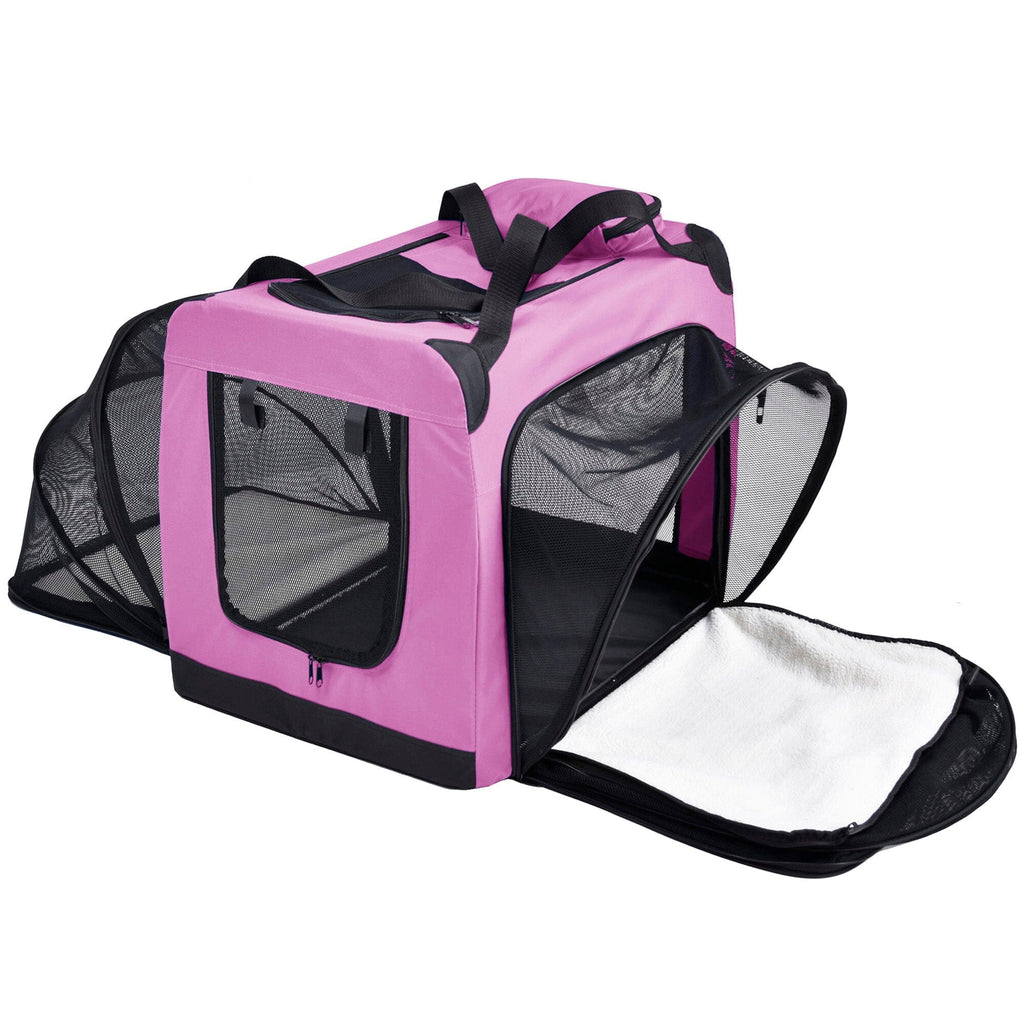 Pet Life ®  'Hounda Accordion' Metal Framed Soft-Folding Collapsible Dual-Sided Expandable Pet Dog Crate