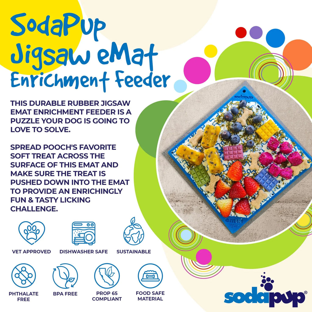 Jigsaw Puzzle eMat - Enrichment Lick Mat for Dogs and Cats | eMat Enrichment Toy for Anxiety Relief | USA Made,  silicone lick mat