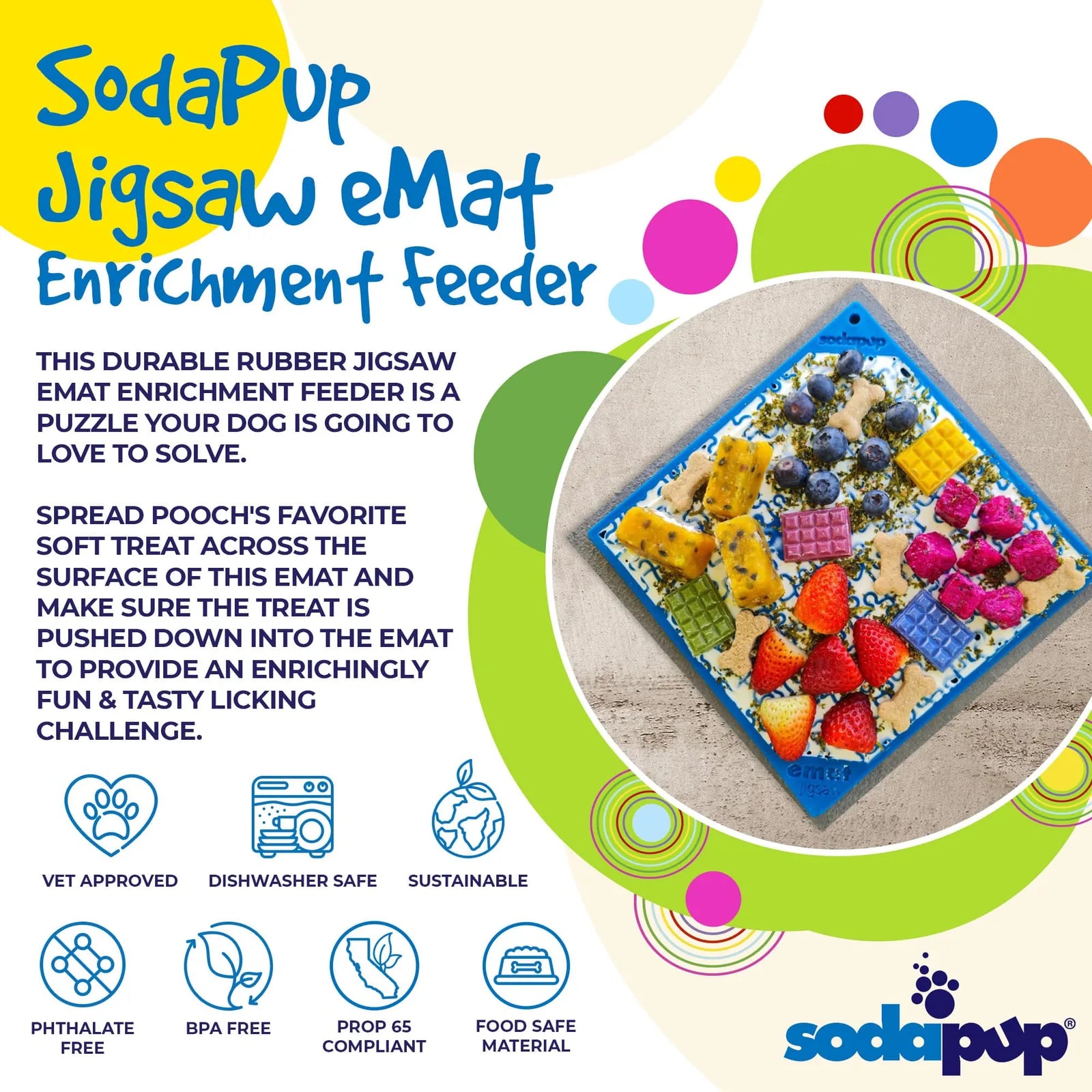 Jigsaw Puzzle eMat - Enrichment Lick Mat for Dogs and Cats | eMat Enrichment Toy for Anxiety Relief | USA Made,  silicone lick mat