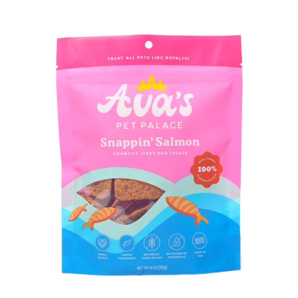 Ava's Pet Palace Crunchy Jerky Dog Treats - Snappin' Salmon Treats (4 oz)