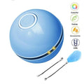 Smart Interactive Cat Toy Colorful LED Self Rotating Ball Bell and Feather Toys USB Rechargeable Cat Kitten Ball Toy Cat Exercise Ball with Feather Bell and Catnip