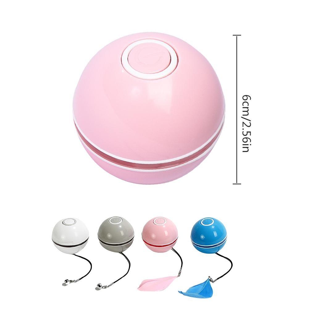 Smart Interactive Cat Toy Colorful LED Self Rotating Ball Bell and Feather Toys USB Rechargeable Cat Kitten Ball Toy Cat Exercise Ball with Feather Bell and Catnip