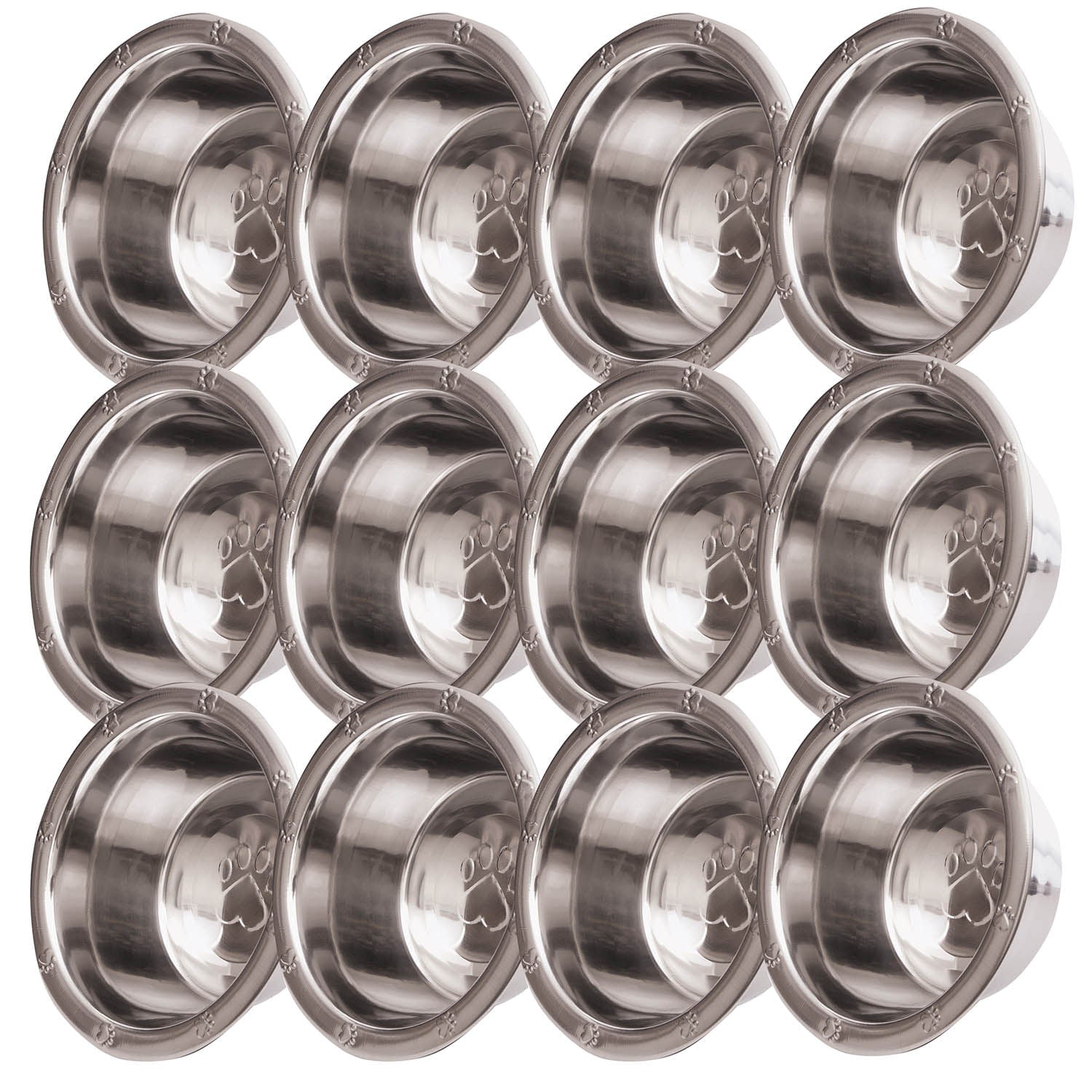 Stainless Steel Embossed Wide-Lip Food & Water Pet Bowls