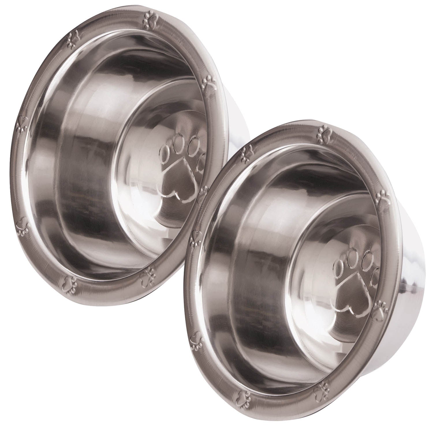 Stainless Steel Embossed Wide-Lip Food & Water Pet Bowls