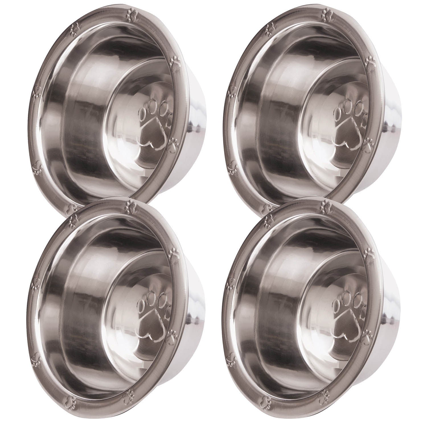 Stainless Steel Embossed Wide-Lip Food & Water Pet Bowls