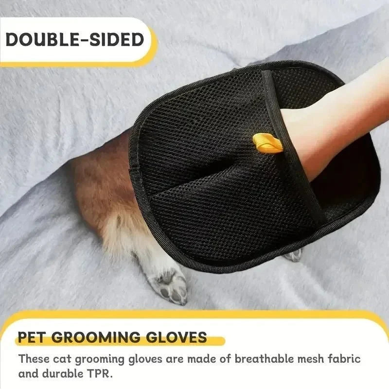 Static Pet Hair Removal Gloves | Grooming Mitt for Cats and Dogs