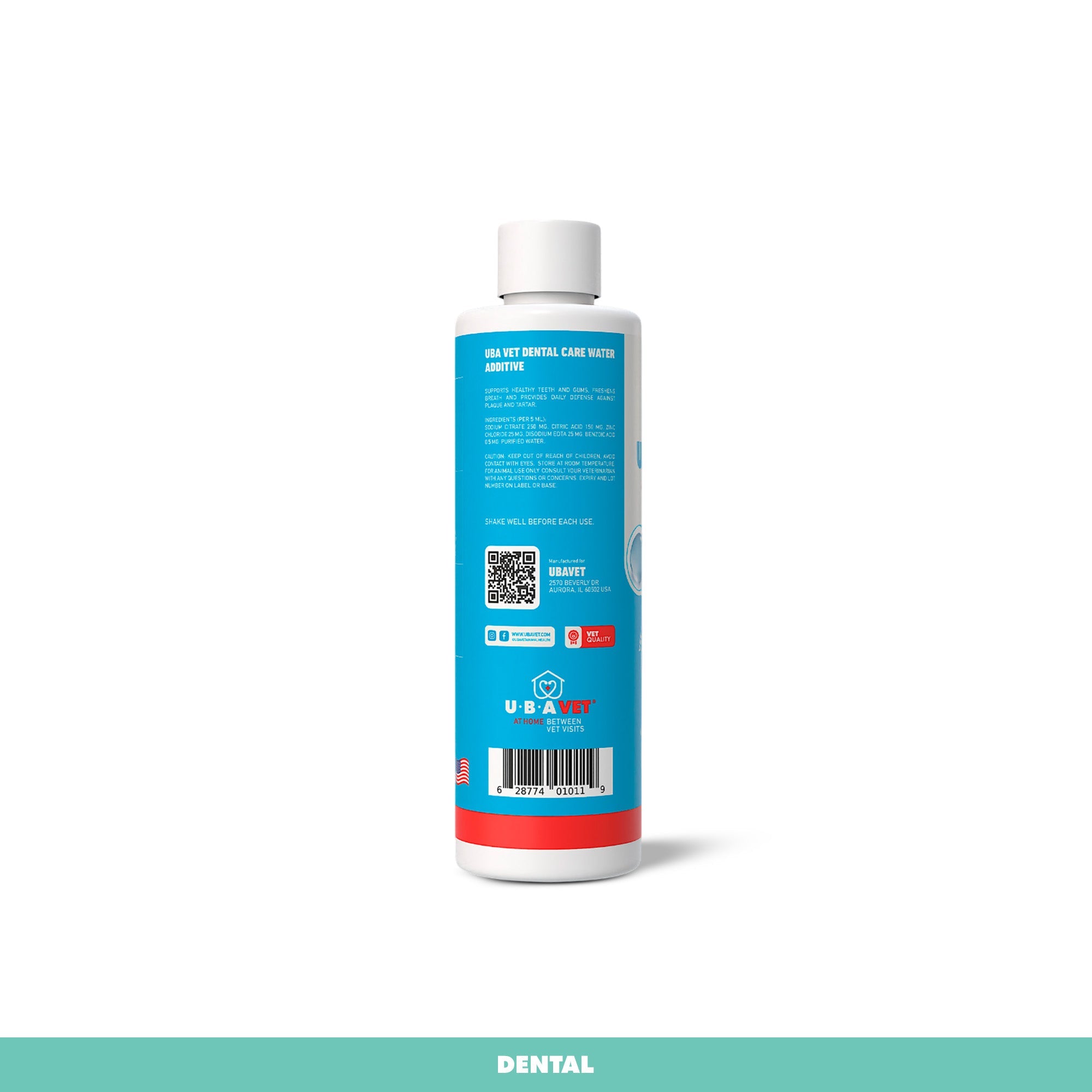 UBAVET Dental Care Water Additive for Dogs & Cats – Odorless & Tasteless Oral Health Solution (16 fl oz / 473 ml)