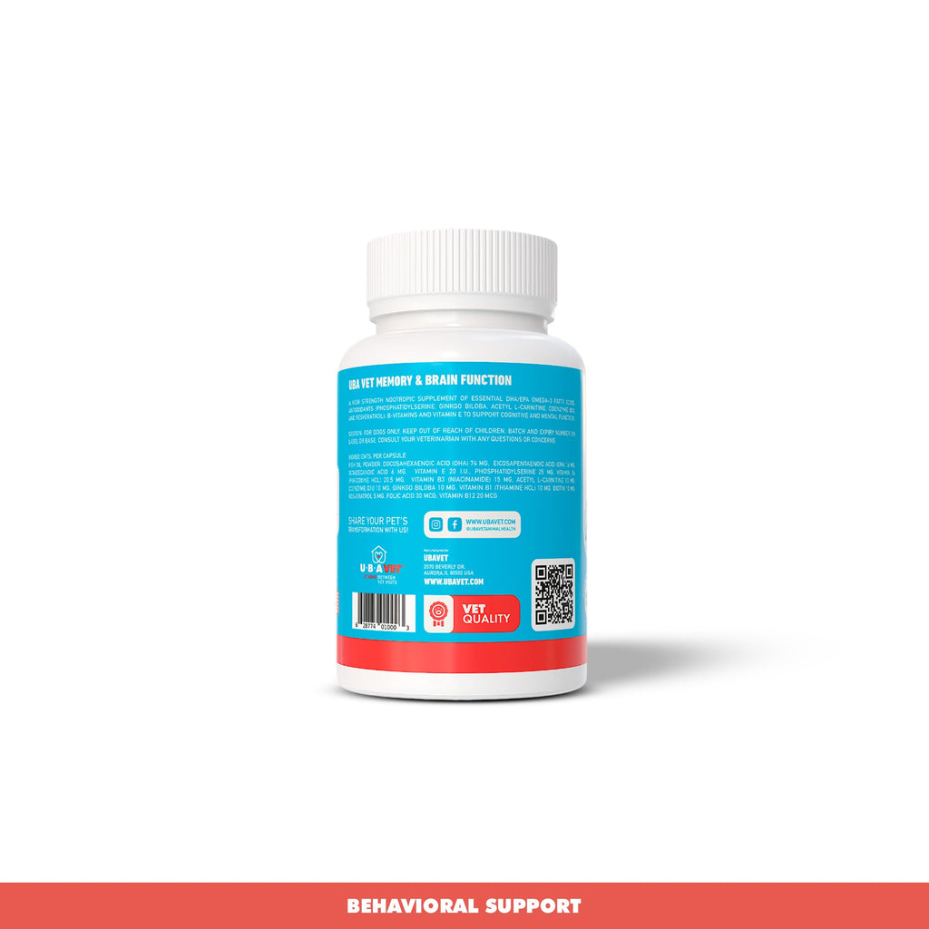 UBAVET Memory & Brain Support for Senior Dogs – 90 ct Cognitive Health Supplement