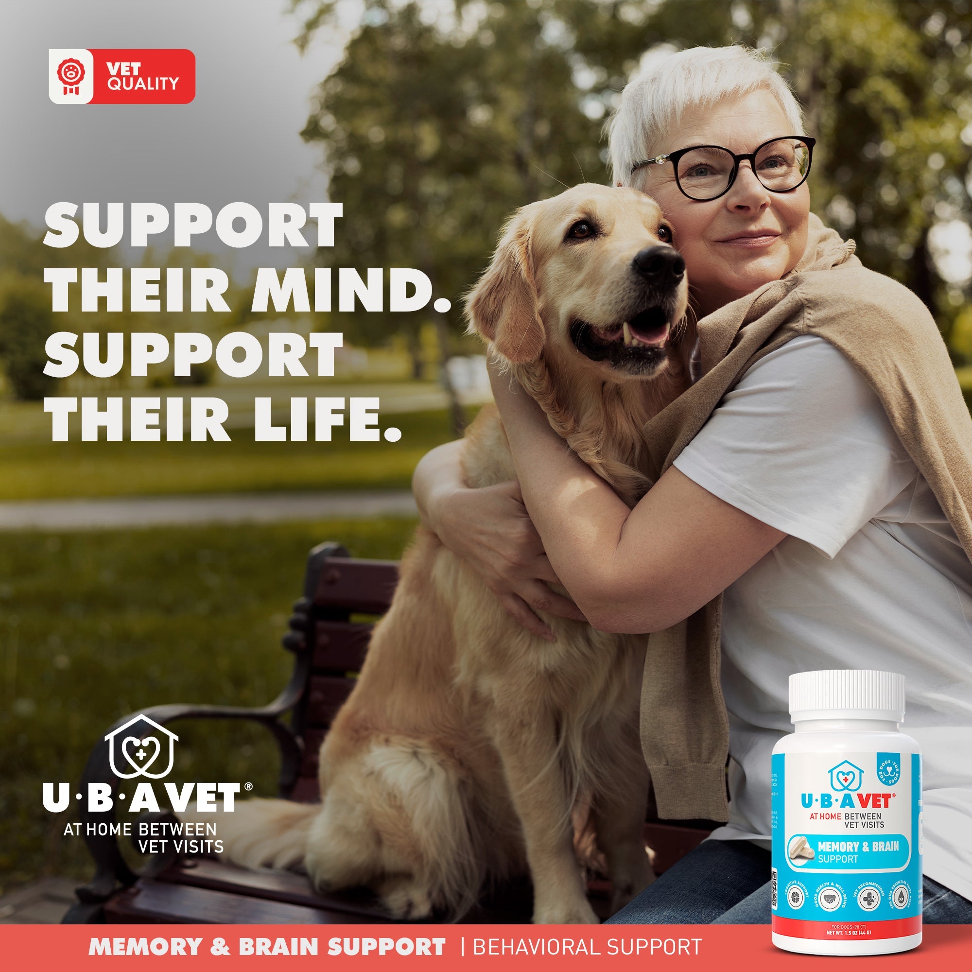 UBAVET Memory & Brain Support for Senior Dogs – 90 ct Cognitive Health Supplement