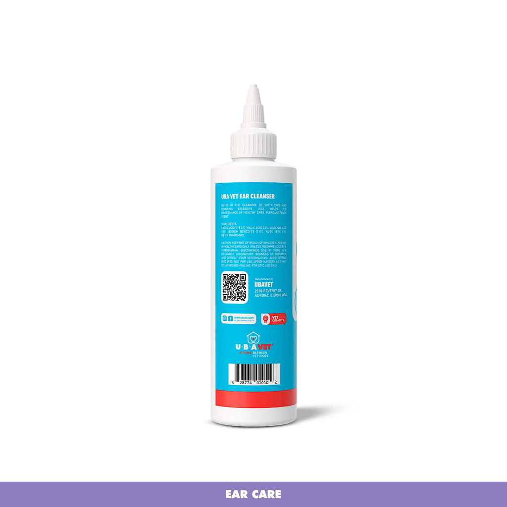 UBAVET Vet Ear Cleansing Solution for Dogs & Cats – (4 fl oz / 120ml)